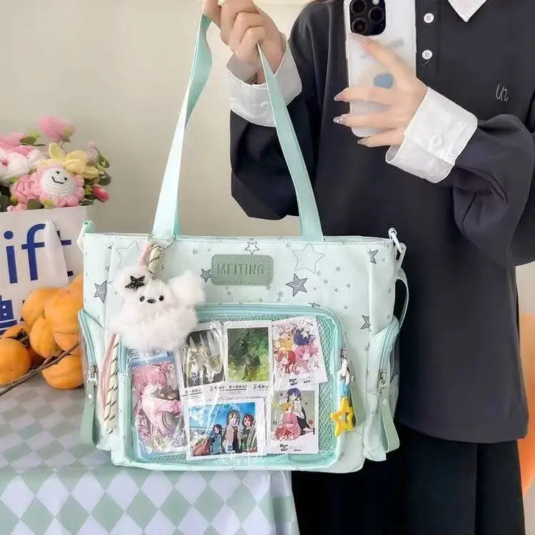 New Y2K Cute Japanese Ita Shoulder Bag Lolita Girls Transparent Tote Bag Large Capacity Crossbody Casual Bag DIY Display Handbag - Bags & Cases from Linloft.