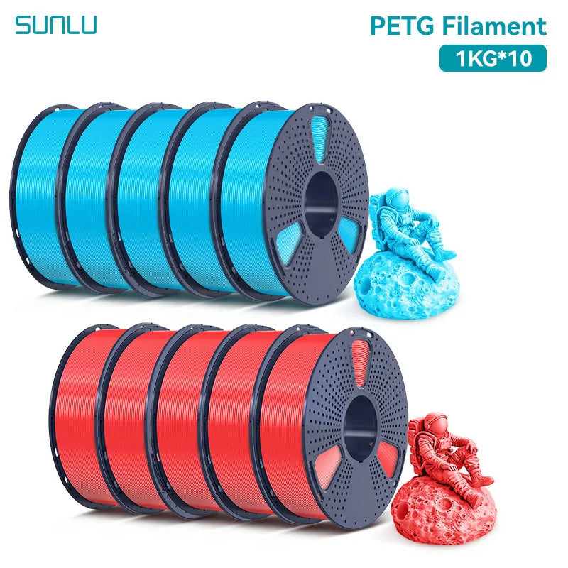 SUNLU PETG Filament 10KG 1.75MM 22LBS No Bubble Odorless Arrange Neatly Good Toughness BIodegradable High Transparency - 3D Printing Accessories from Linloft.