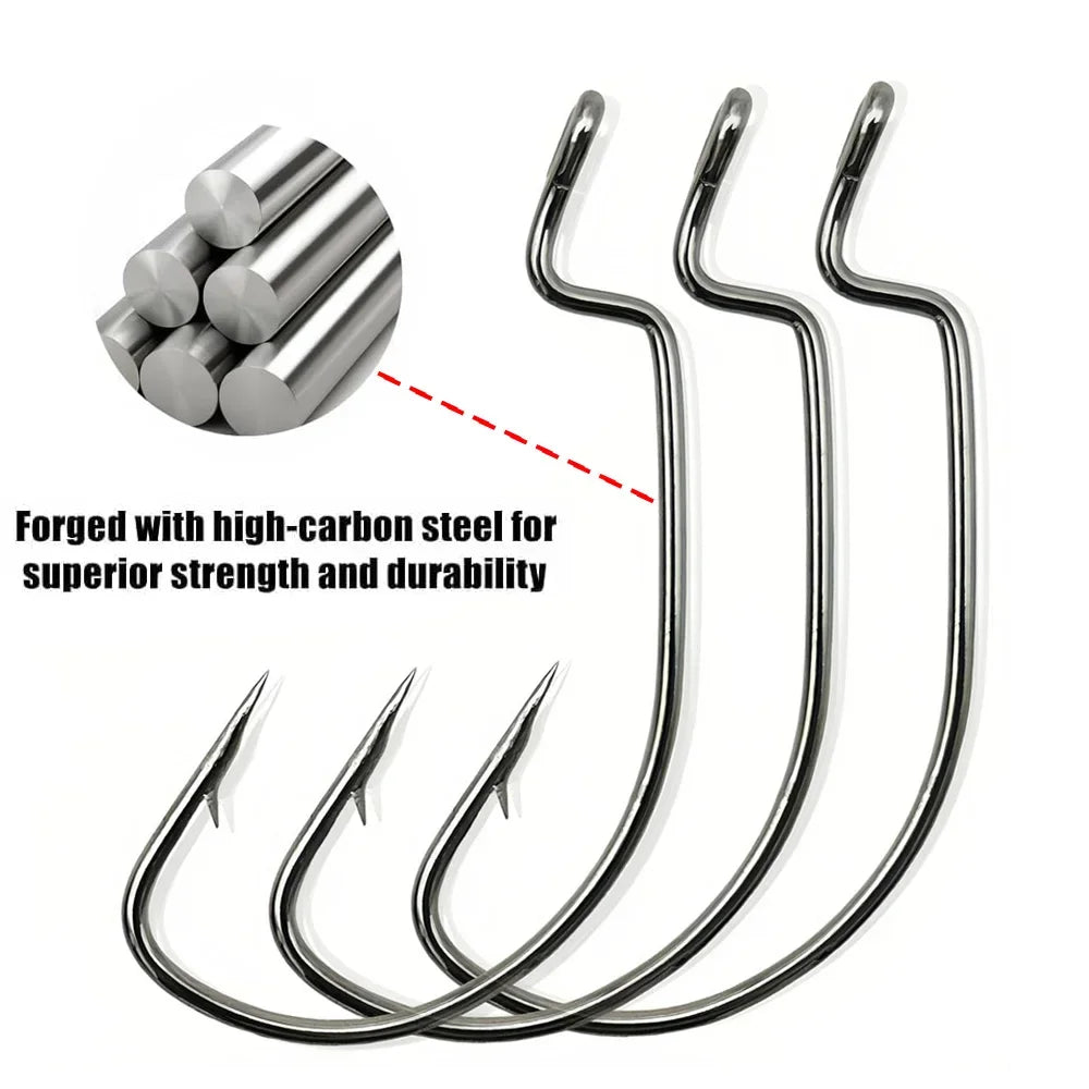 Worm Hooks Boxed Wide Gap Texas Rig Jig Crank High Carbon Steel Offset Barbed Worm Hook Set Fishing Tackle Soft Lure Fishhook