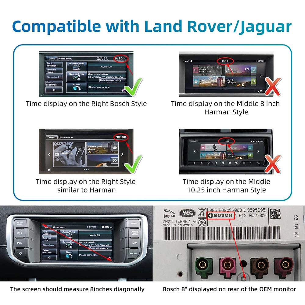 ANYFAR Wireless Carplay Android Auto Fits For Land Rover Jaguar Bosch Discovery4 Evoque Freelander2 XE XF XJL Decorder
