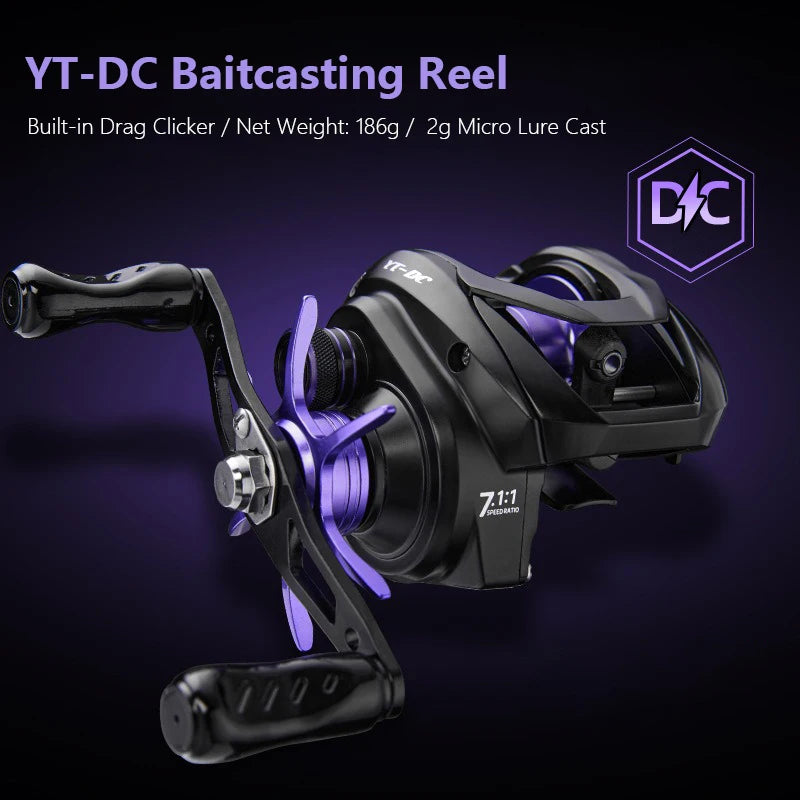 YT-DC Smart DC Baitcasting Reel Long cast all-purpose Built-in Drag Clicker 186g Fishing Coil
