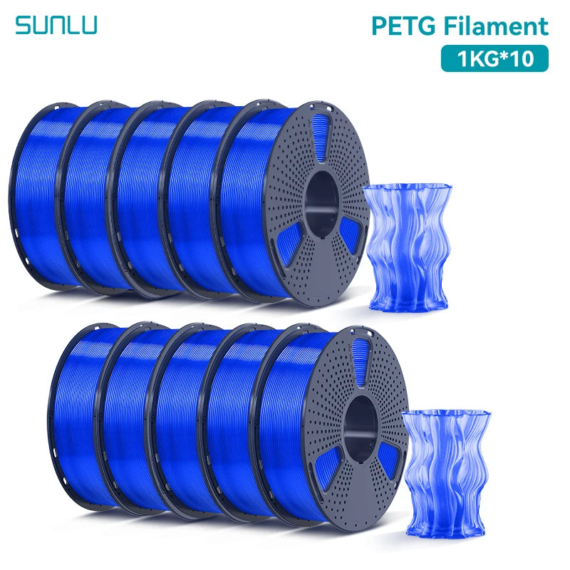 SUNLU PETG Filament 10KG 1.75MM 22LBS No Bubble Odorless Arrange Neatly Good Toughness BIodegradable High Transparency - 3D Printing Accessories from Linloft.