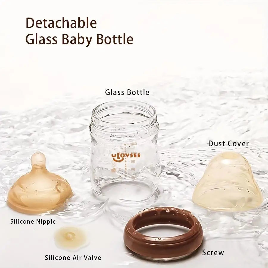 4oz,8oz High Borosilicate Glass Baby Bottles, Wide-Neck Glass Feeding Bottle, Milk Bottle with Bottom Air Balance Hole/Valve, Perfect Gift for Newborn - Toys & Games from Linloft.