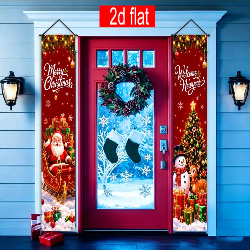 Christmas couplets, Christmas-themed decorations, indoor and outdoor porches, front of the living room