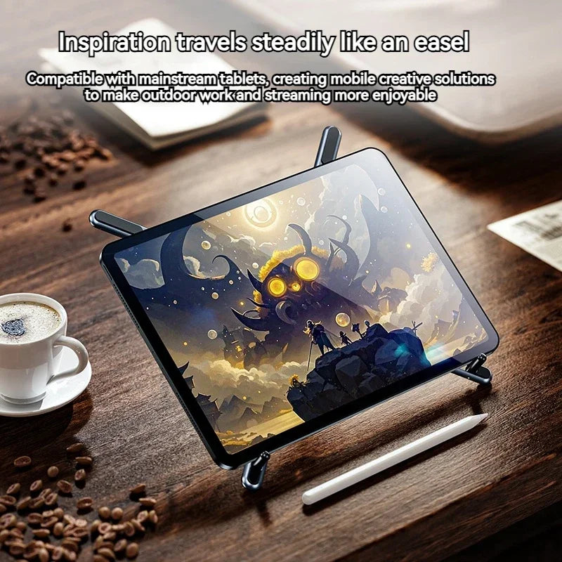 Foldable Magnetic Laptop Stand, Aluminum Alloy Adjustable Heat Dissipation Holder for Notebook Phone Tablet, Portable