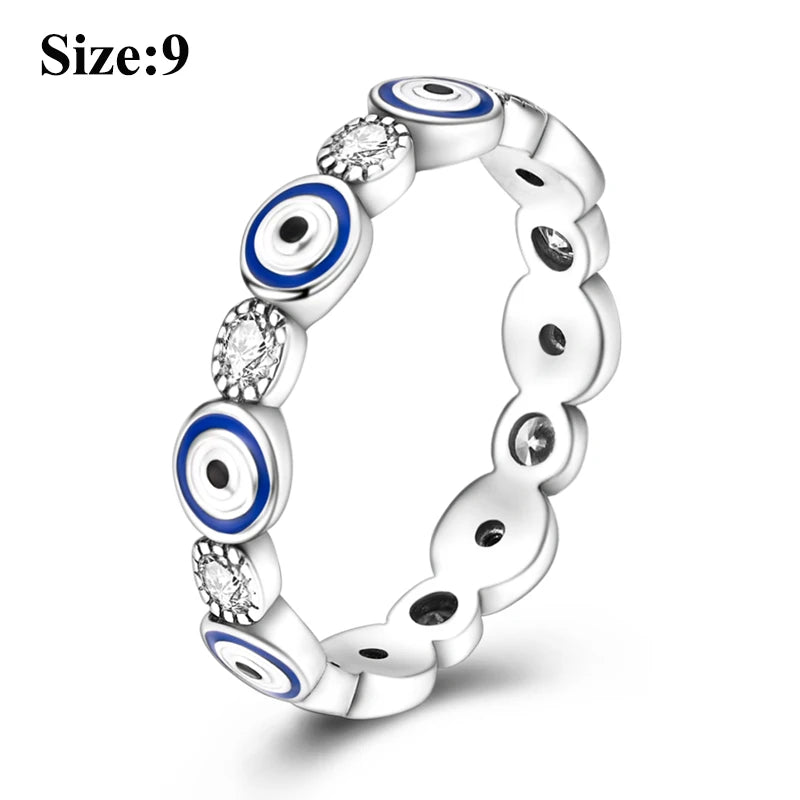 MULA Wedding Band Rings for Women Man 925 Sterling Silver Evil Eye Hand Celtic Knot Four-Leaf Clover Ring Stackable Jewelry Gift - Rings & Jewelry from Linloft.