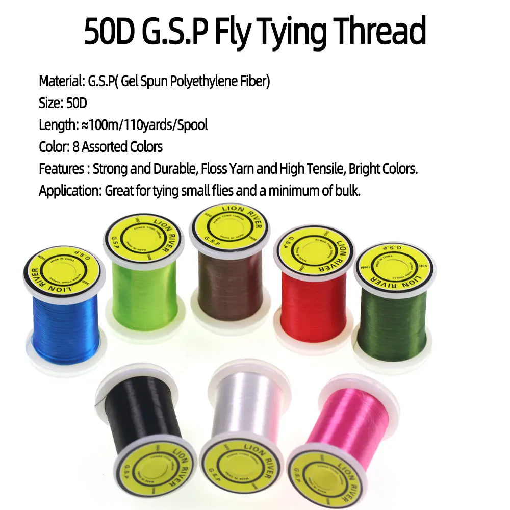 100m/Spool 50D GSP Fly Tying Polyethylene Floss Thread High Tensil Tying Line For Small Flies Nymphs Trout Fishing Lures