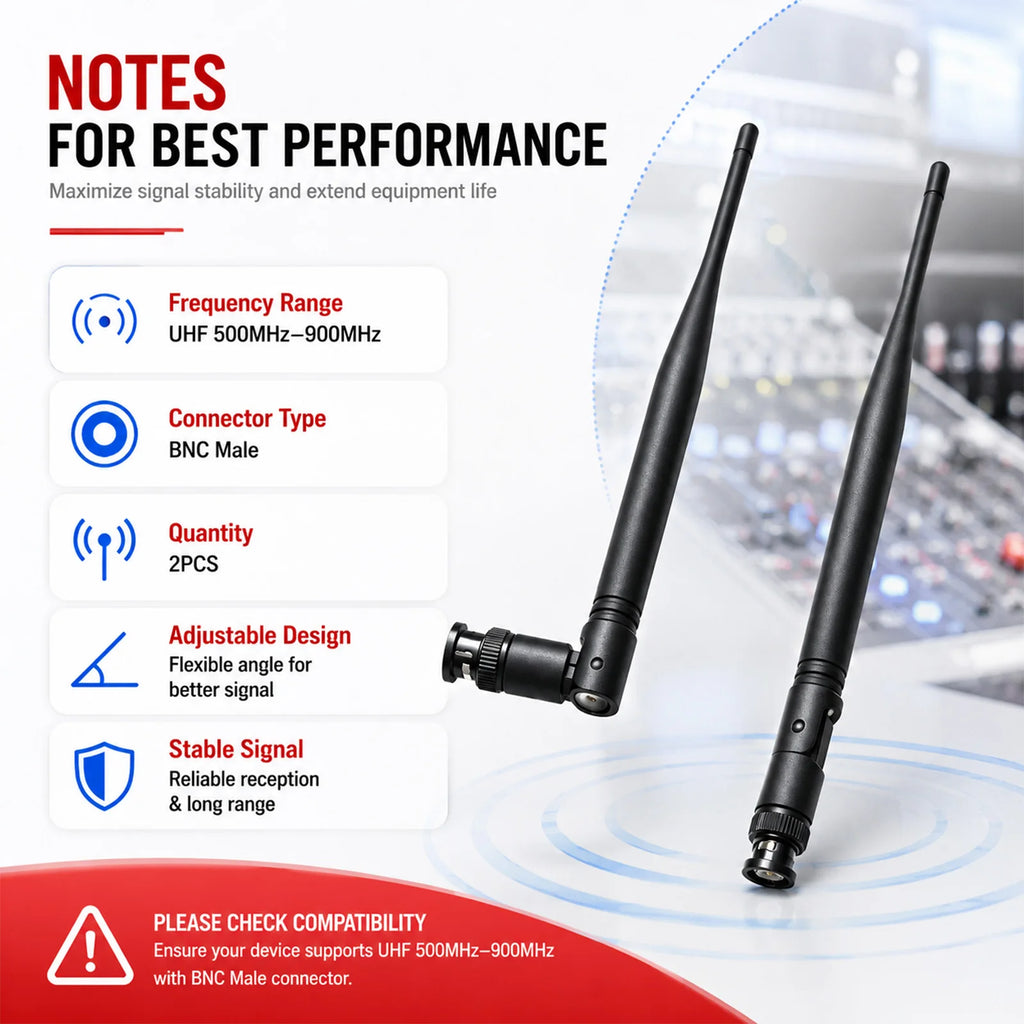 2Pcs/Set BNC Male Antenna Wireless Microphone Receiver Antenna UHF 500MHz-900MHz 3dBi Gain Amplifier Signal Antenna 215mm Length - Electronics & Accessories from Linloft.