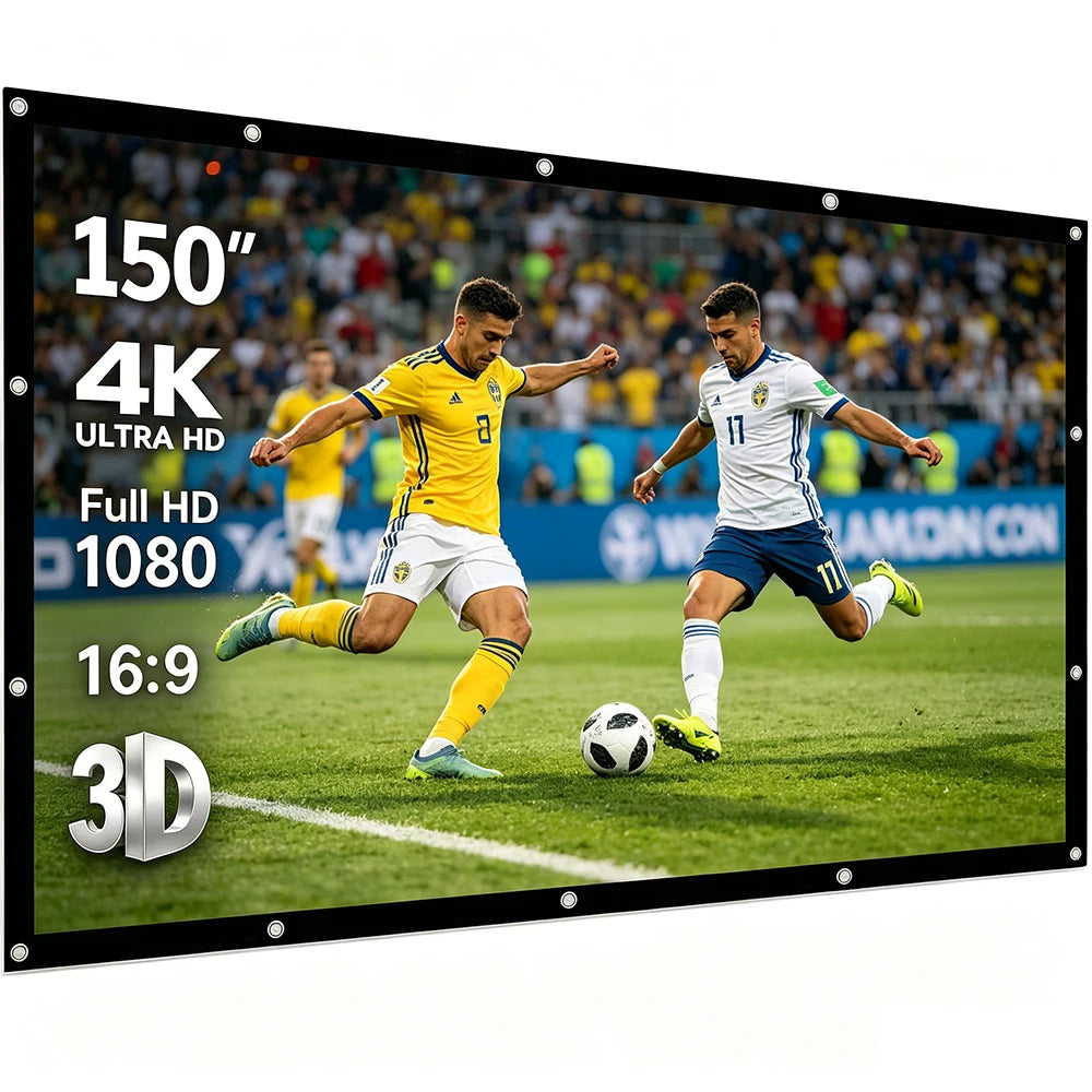 60 72 84 100 120 150 inch Simple Foldable Projection Screen 100inch Curtain 16:9 Outdoor Full HD 2K 4K Projector Screen Curtain - Electronics & Accessories from Linloft.