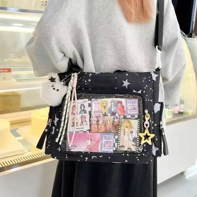 New Y2K Cute Japanese Ita Shoulder Bag Lolita Girls Transparent Tote Bag Large Capacity Crossbody Casual Bag DIY Display Handbag - Bags & Cases from Linloft.