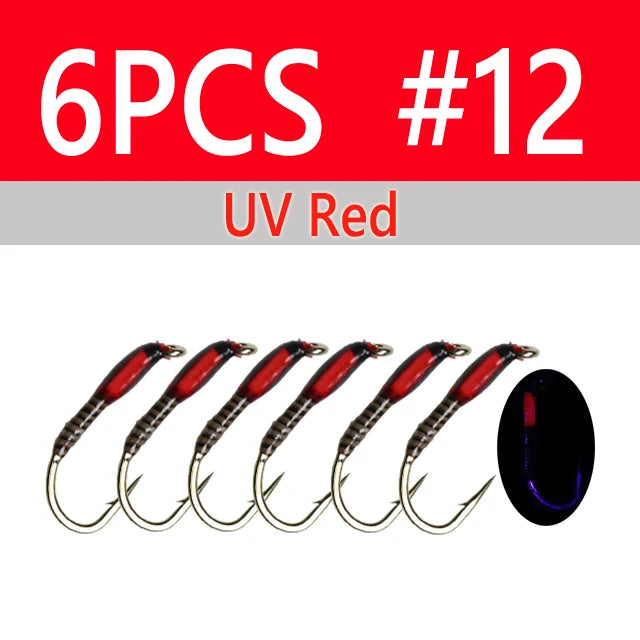 UV Glow Buzzer Nymph Flies, 6-Pack - Fishing Tackle from Linloft.