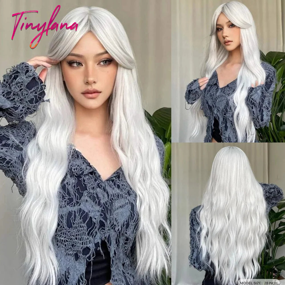 Long Wavy Synthetic Wig with Bangs - Apparel & Accessories from Linloft.