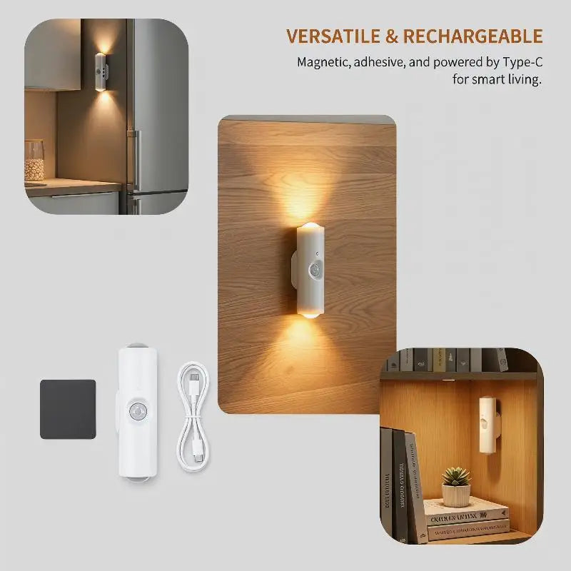 [J] Rechargeable Magnetic Wall Lamp LED Motion Sensor Light Color Night Light Automatic Room Lights