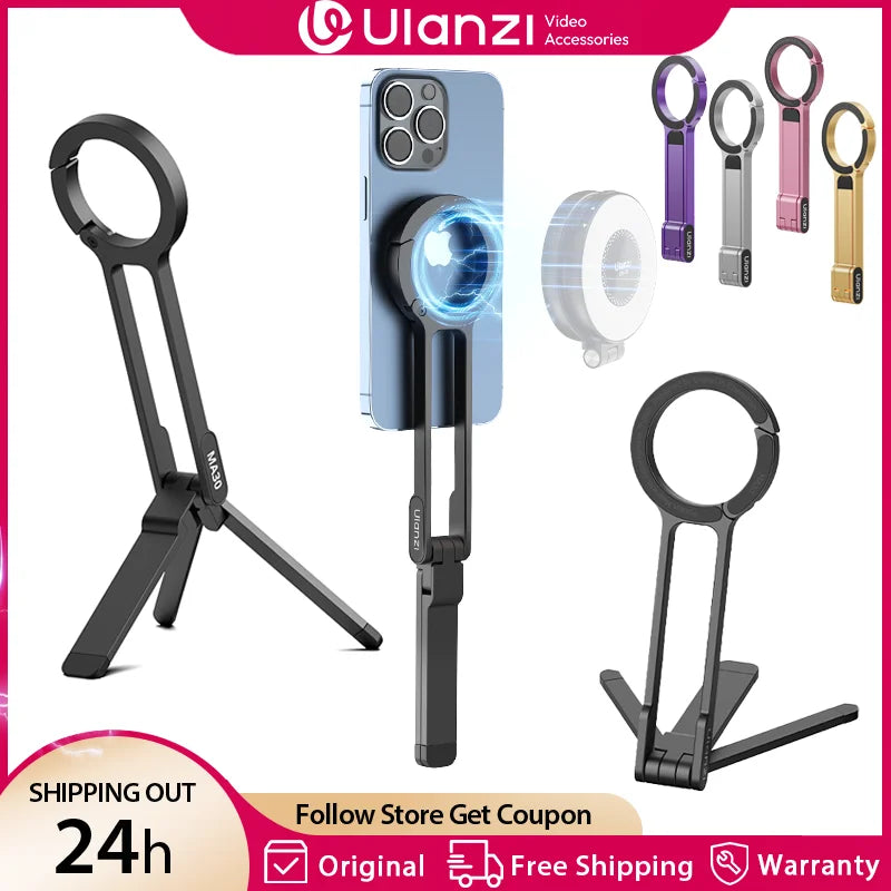 Ulanzi MA30 Magsafe Phone Tripod Dual-sided Magnetic Phone Holder Phone Stand for Iphone 16 15 Outdoor Travel Vlog LiveStreaming