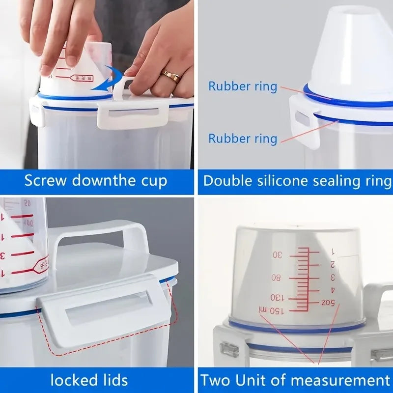Dog Food Storage Cat Food Plastic Storage Tank with Measuring Cup Moisture-Proof Sealed Jar Pet Supplies Additions - Pet Supplies from Linloft.
