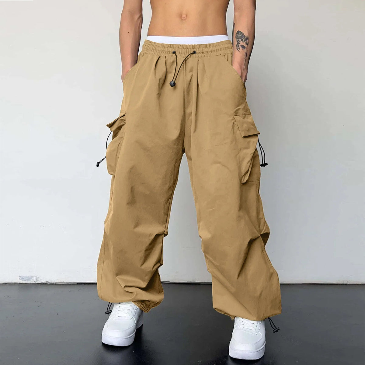 Harajuku Oversized Cargo Parachute Pants For Men Y2k Hip Hop Wide Leg Pants Joggers Streetwear Vintage Baggy Casual Sweatpants - Apparel & Accessories from Linloft.