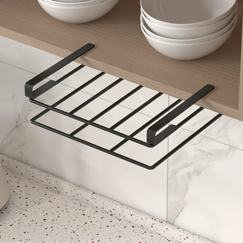Kitchen Hanging Organizer Rack with Hooks Under Cupboard Multipurpose Wall-mounted Kitchen Organizers Storage Rack