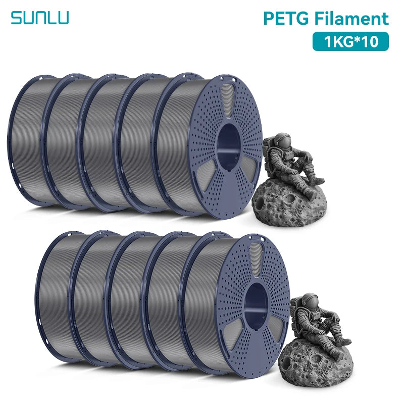 SUNLU PETG Filament 10KG 1.75MM 22LBS No Bubble Odorless Arrange Neatly Good Toughness BIodegradable High Transparency - 3D Printing Accessories from Linloft.