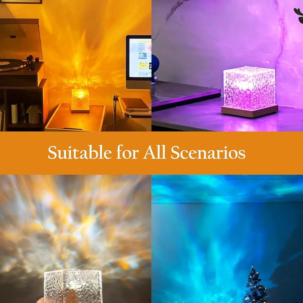 Dynamic Rotating Water Ripple Projector Night Light RGB16 Color Flame Crystal Light Living Room Study Bedroom Rotating Light
