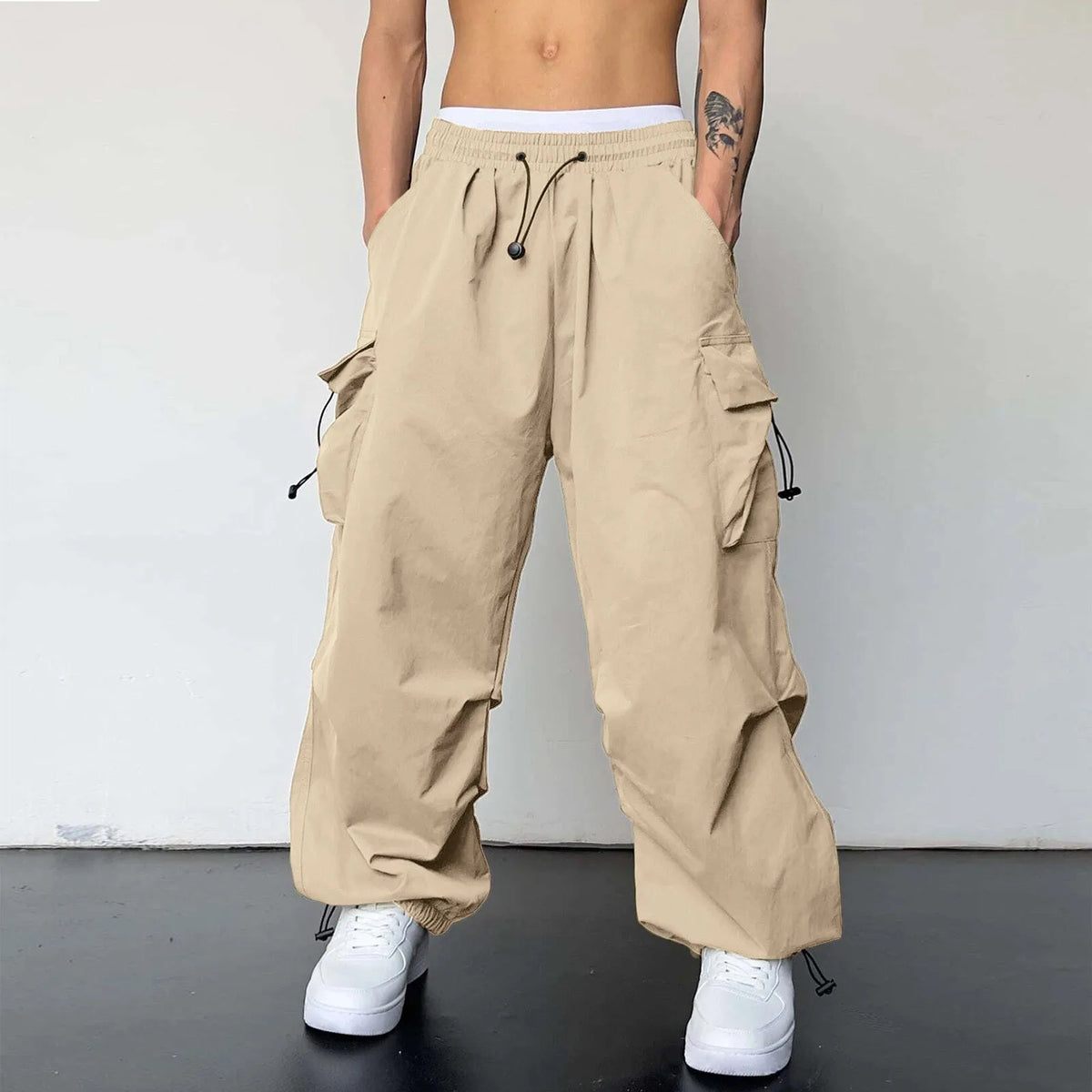 Harajuku Oversized Cargo Parachute Pants For Men Y2k Hip Hop Wide Leg Pants Joggers Streetwear Vintage Baggy Casual Sweatpants - Apparel & Accessories from Linloft.