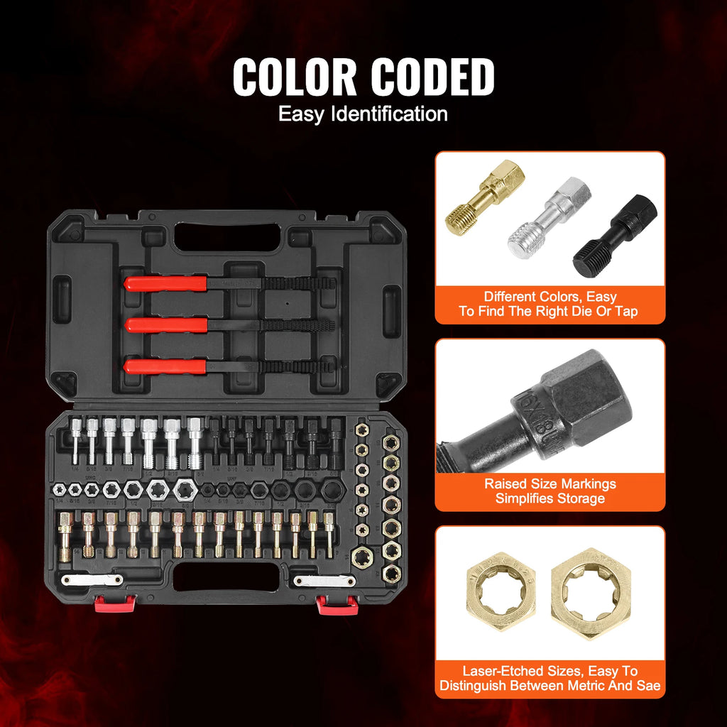 SucceBuy Thread Chaser Set UNC UNF Metric Thread Restorer Tool Rethreading Tool Kit Heat Treated Steel Mechanics DIY Enthusiast