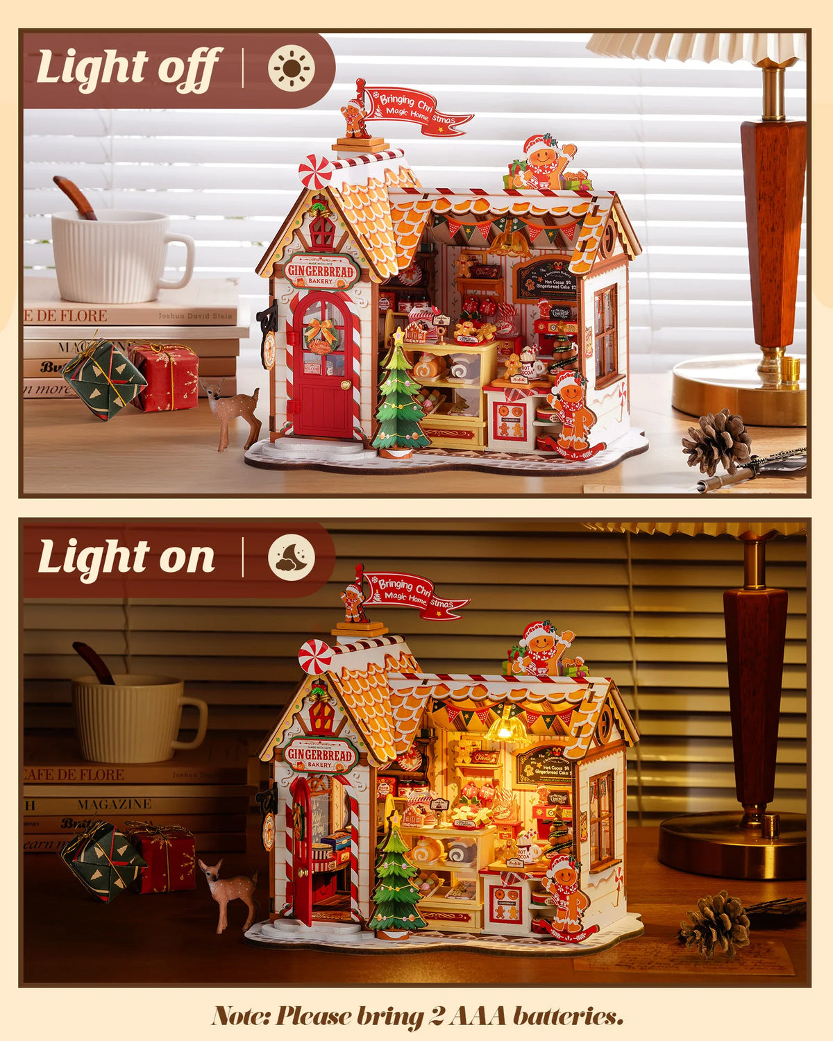 Miniature Gingerbread House DIY Kit with LED - Seasonal & Holiday from Linloft.
