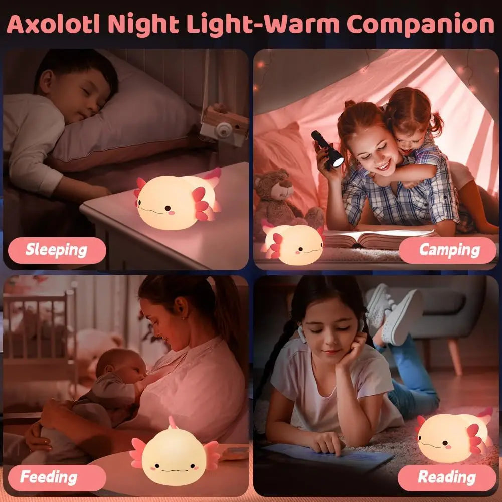 Silicone LED Axolotl Night Light animallamp Touch Sensor Axolotl Night Lamp Children Kid Bedside Bedroom Decor Birthday Gifts - Home Lighting from Linloft.