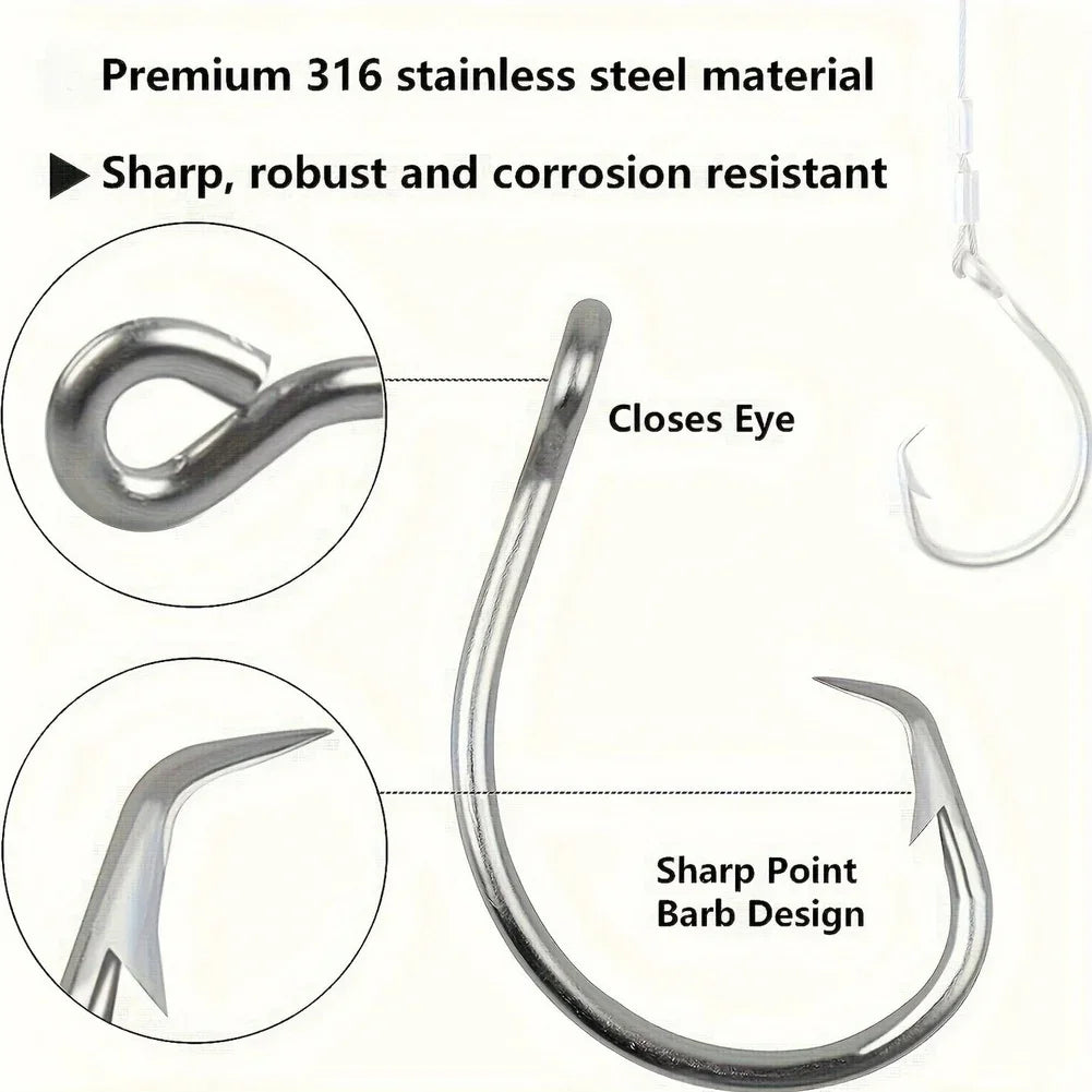 Stainless Steel Fishing Hooks 14/0 16/0 18/0 Large Fish Hook For Shark Sturgeon Tuna Saltwater Fishing Accessories