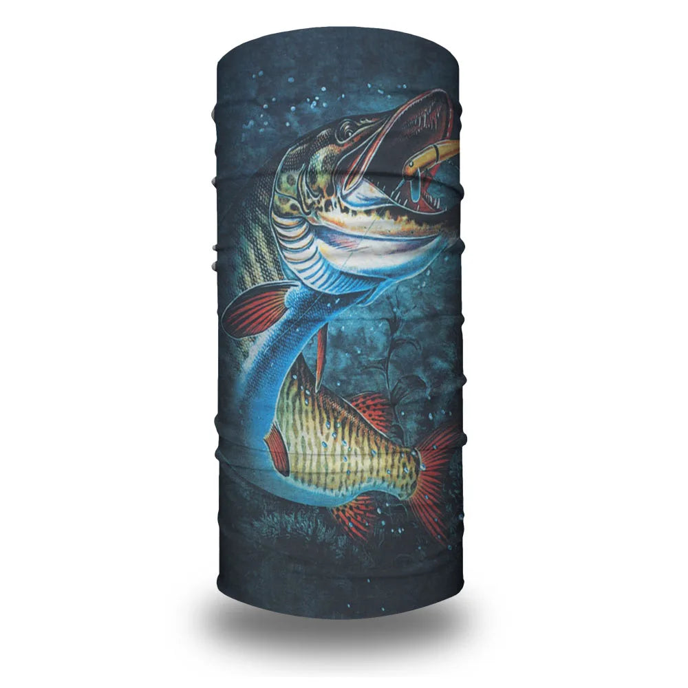 Fish Patern Angling Face Cover Mask Sun Protective Bandana Men Women Outdoor Fishing Balaclava Neck Gaiter Multiuse Headscarf