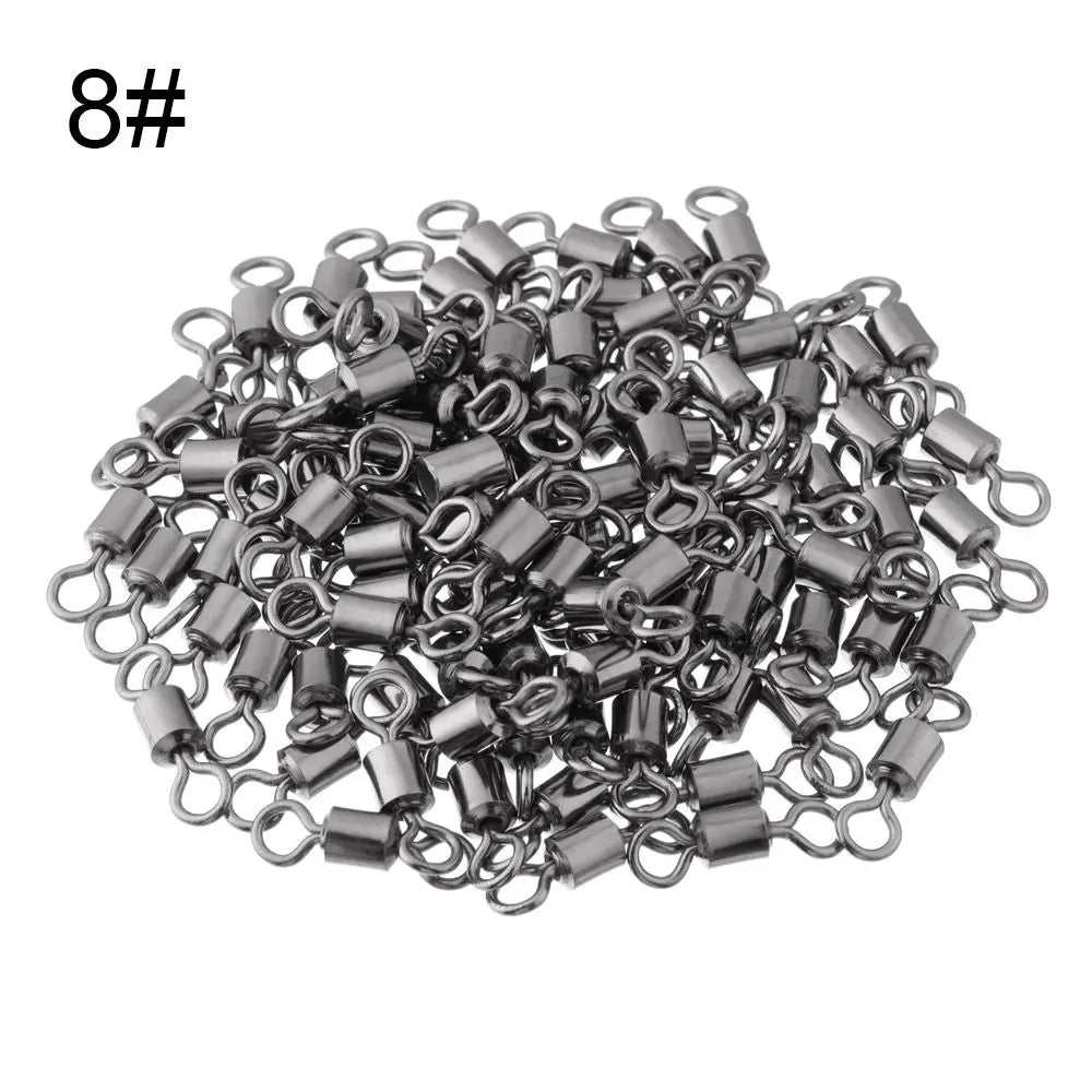100Pcs Bearing Barrel Fishing Rolling Swivel Connector Rolling Swivels Fishing Connector Solid Ring Fishing Tackle Accessories - Fishing Tackle from Linloft.