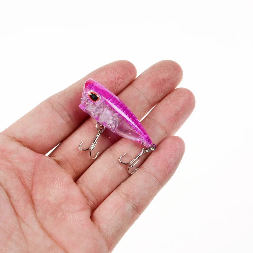 1pcs Fishing Lures 4cm 3.3g Topwater Popper Bait 11 Color Hard Bait Artificial Wobblers Plastic Fishing Tackle With 12# Hooks - Fishing Hooks from Linloft.