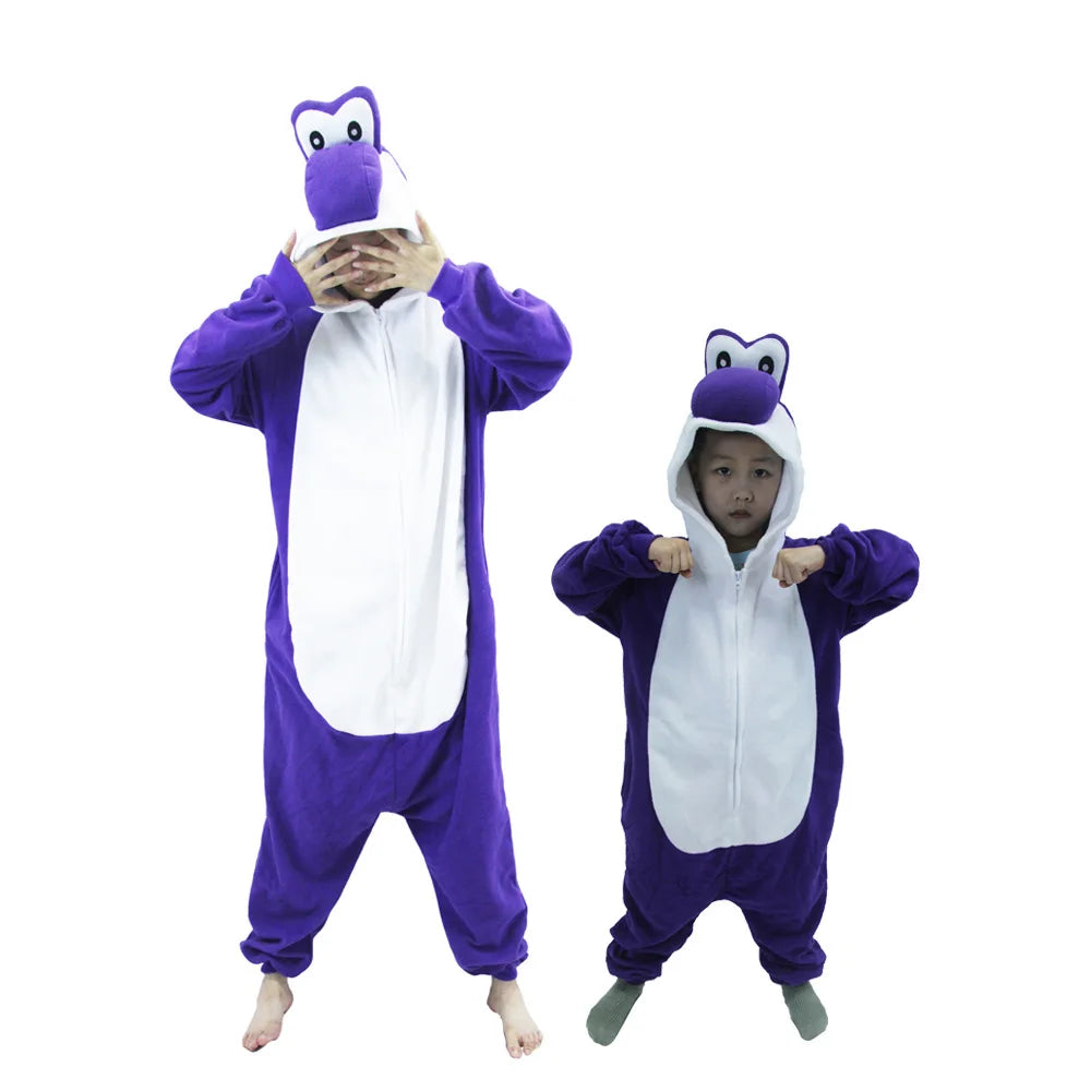 Colorful Yoshi Onesies Kigurumi Pajamas for Adult Unisex Fleece Pyjama Christmas Halloween Cosplay Cos Women Sleepwear Outfits