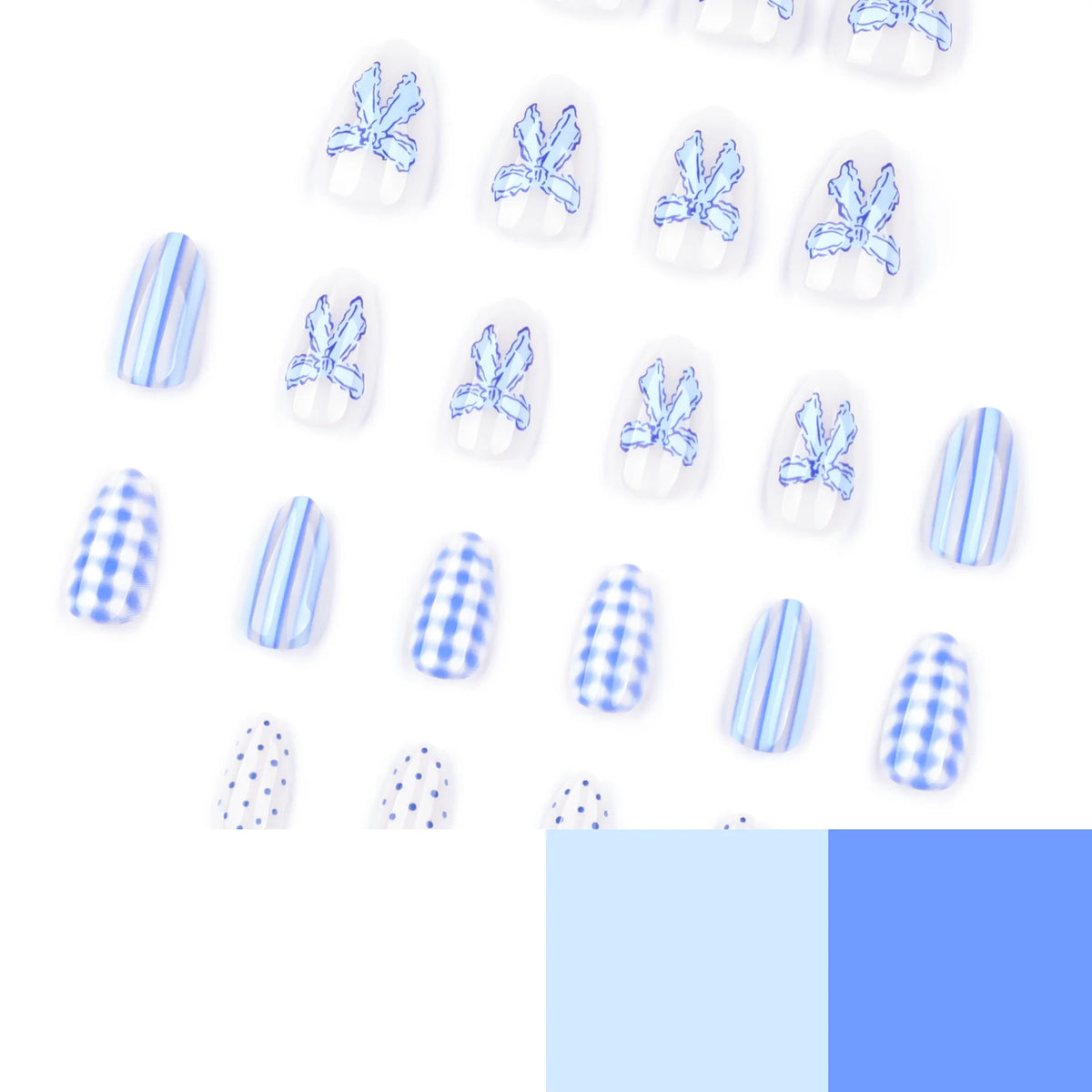 Light Blue Bow Short Almond Press-On Nails - Beauty & Personal Care from Linloft.