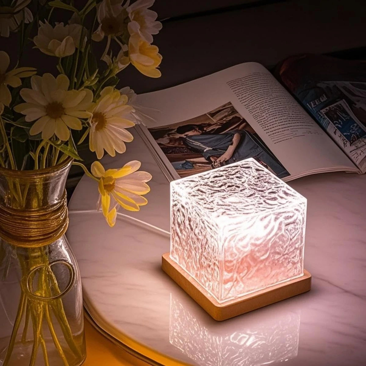 Dynamic Rotating Water Ripple Projector Night Light RGB16 Color Flame Crystal Light Living Room Study Bedroom Rotating Light