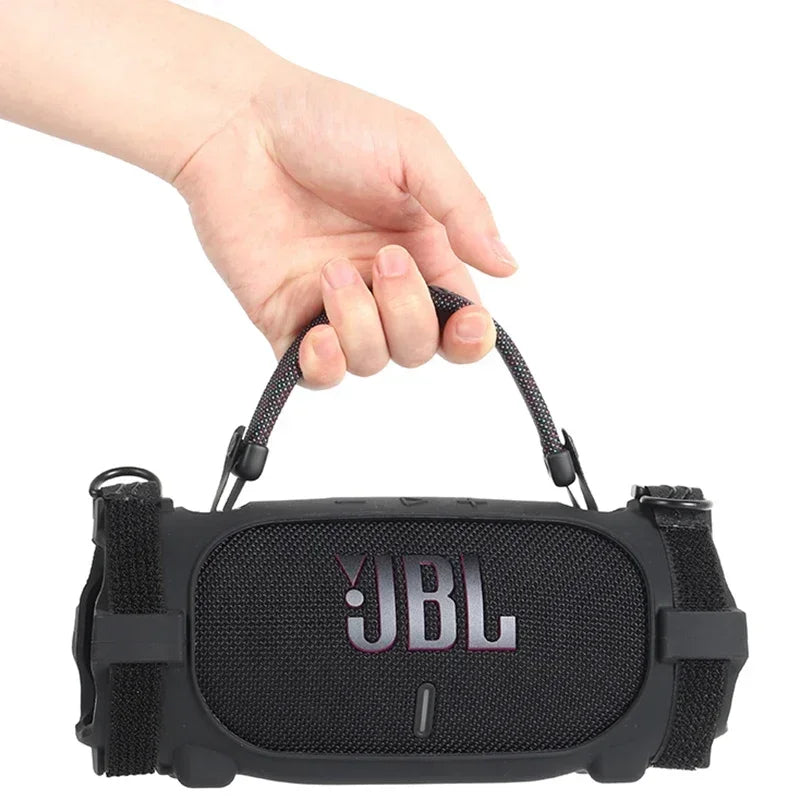 Newest Soft Silicone Case Cover Skin With Strap Carabiner for JBL Charge 6 Portable Waterproof Wireless Bluetooth Speaker