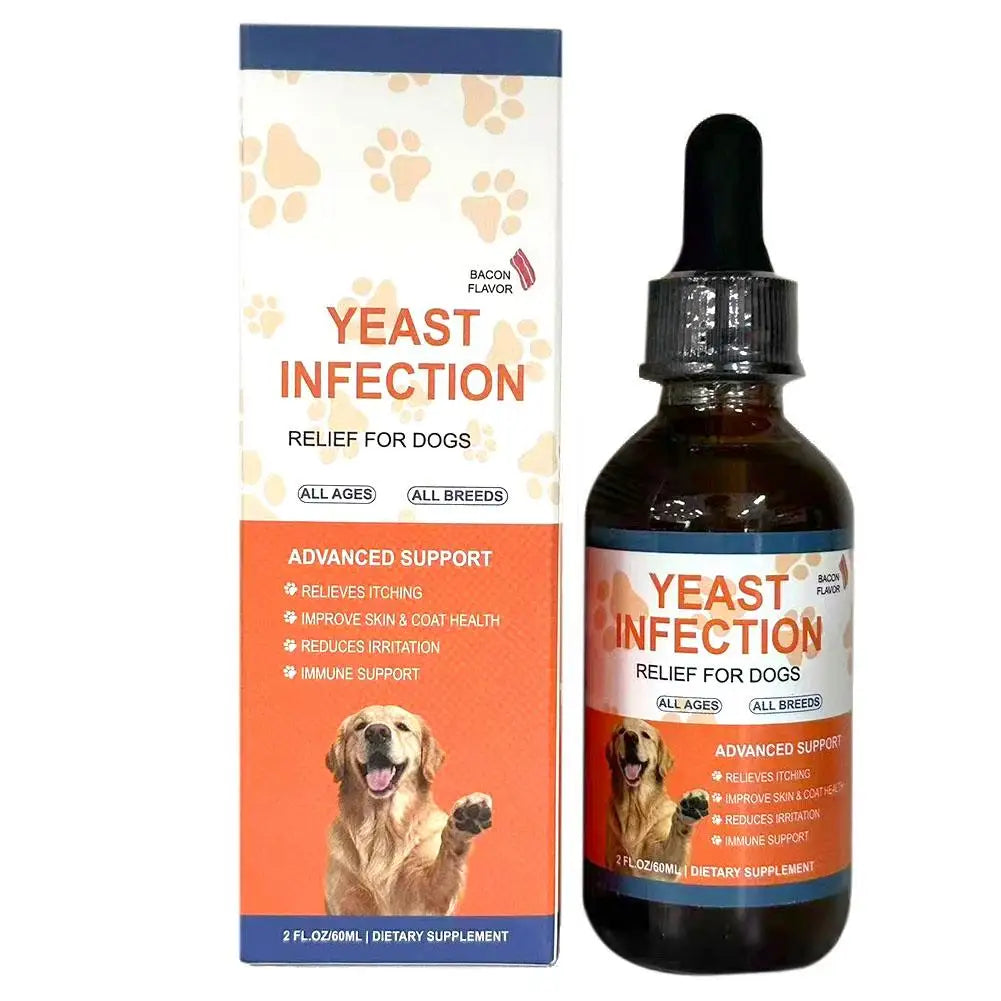Dog Yeast Infection Relief Drops Itch Relief Pet Liquid Supplement Skin Coat Health Ear Eye Care Bacon Flavor 60ml - Pet Supplies from Linloft.