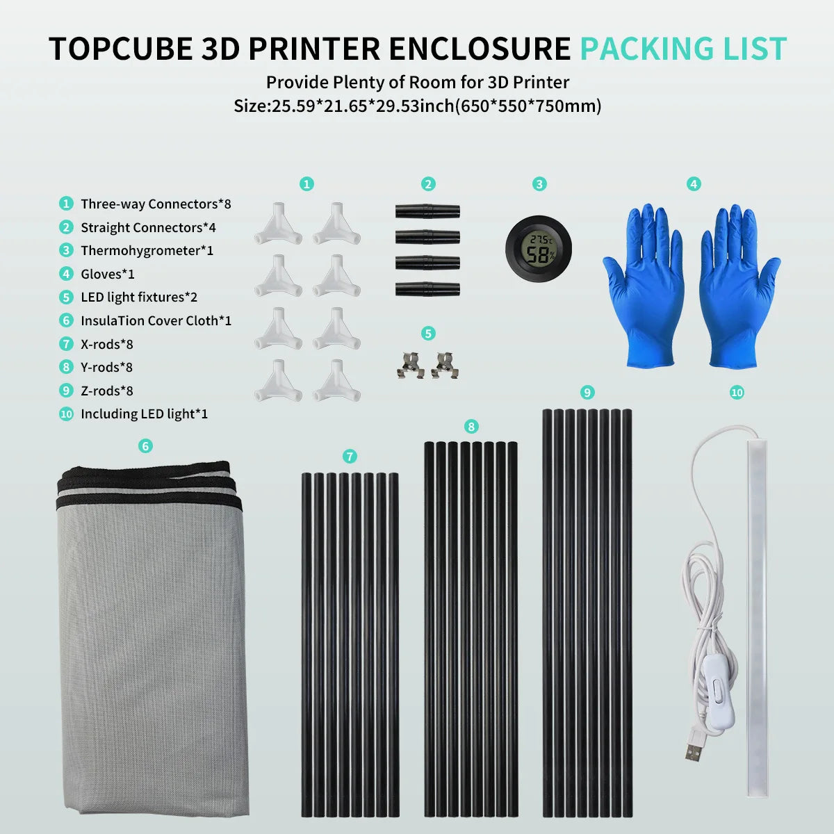YOOPAI 3D Printer Enclosure for Bambu Lab A1/A1 Mini 3D Printer House Cover with LED Light Constant Temperature Fireproof Large - 3D Printing Accessories from Linloft.