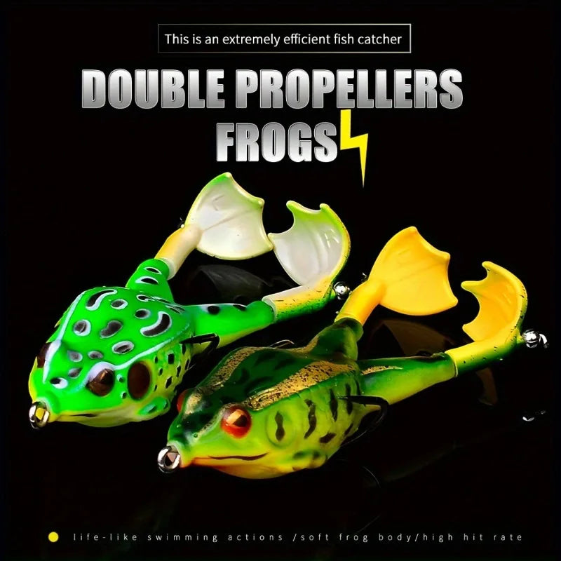 1PC Two-legged Frog Luya Soft Bait Spinning Propeller Bionic Bait Bass Black Fish Outdoor Sports Camping Fishing Activities