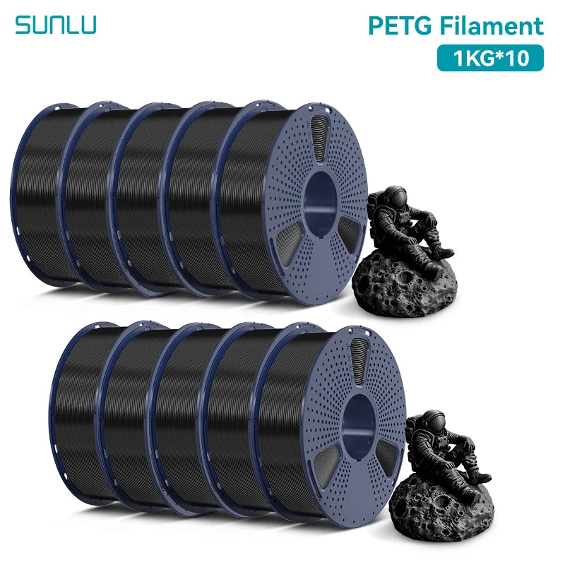 SUNLU PETG Filament 10KG 1.75MM 22LBS No Bubble Odorless Arrange Neatly Good Toughness BIodegradable High Transparency - 3D Printing Accessories from Linloft.