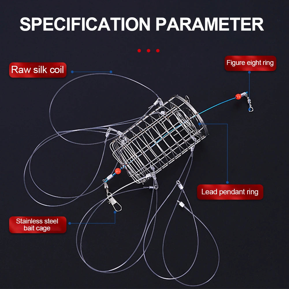 Crab Catching Tool Lure Trap Stainless Steel Bait Cage Fish Cage Feeder Fishing Tackle Suitable Crab Shrimp Crawfish Trap Cage