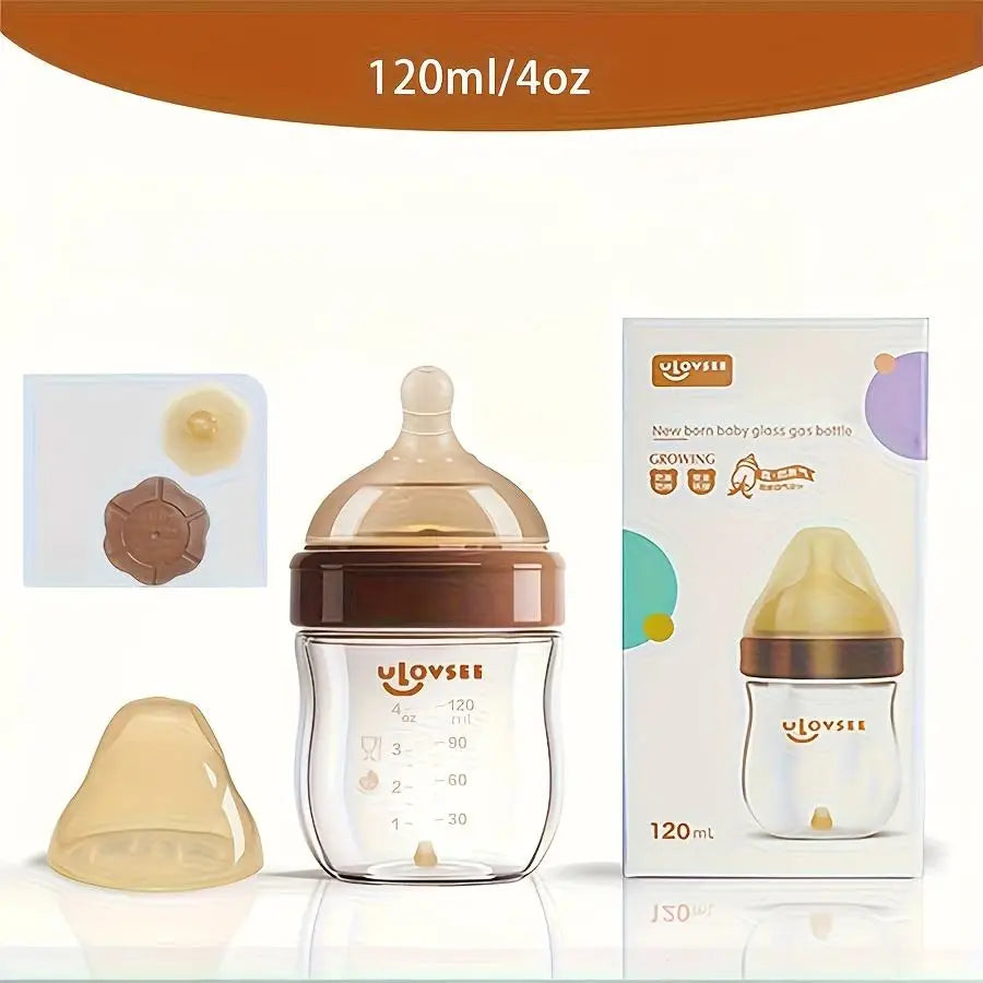4oz,8oz High Borosilicate Glass Baby Bottles, Wide-Neck Glass Feeding Bottle, Milk Bottle with Bottom Air Balance Hole/Valve, Perfect Gift for Newborn - Toys & Games from Linloft.