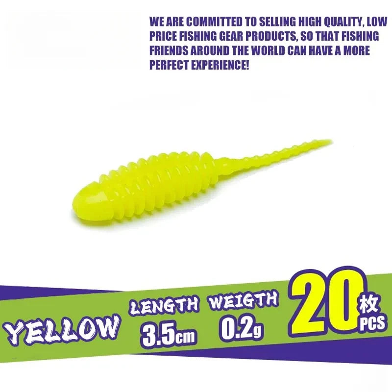 Tiny Soft Worm Lures, 20-Pack - Fishing Tackle from Linloft.