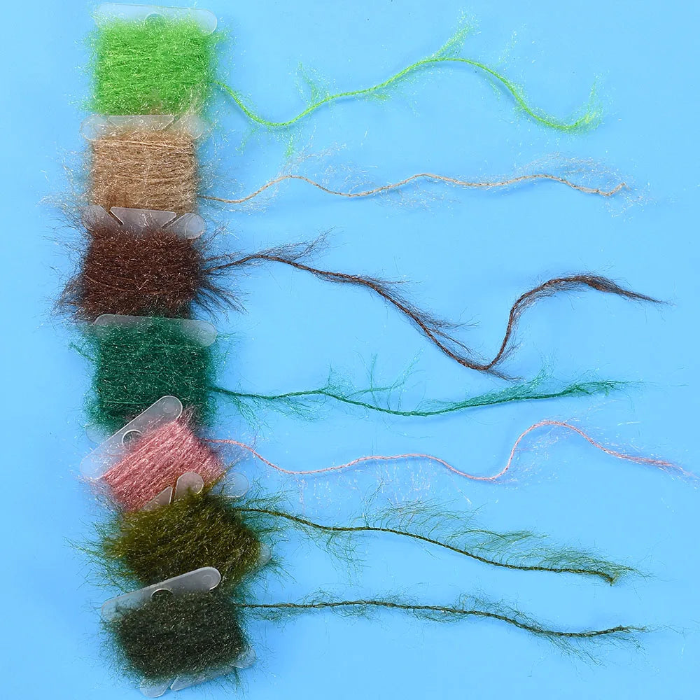 6m/card-2card Ice Dubbing Ice Dub Thread Line Flash Sparkle Chenille Yarn for Streamer Nymph Bugs Scud Body Fly Tying Materials