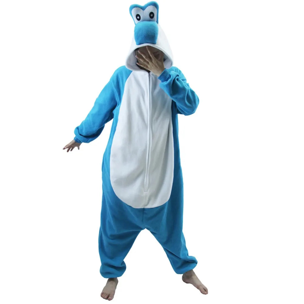 Colorful Yoshi Onesies Kigurumi Pajamas for Adult Unisex Fleece Pyjama Christmas Halloween Cosplay Cos Women Sleepwear Outfits