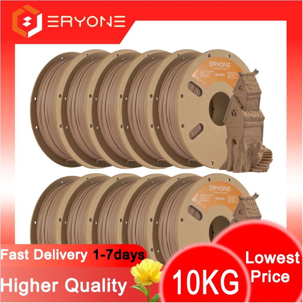 ERYONE 1kg/3KG/10KG Wood PLA Filament 3D Printer PLA Filament 1.75mm +/- 0.03mm, PLA Filament 1KG Cardboard Spool(2.2LBS) - 3D Printing Accessories from Linloft.
