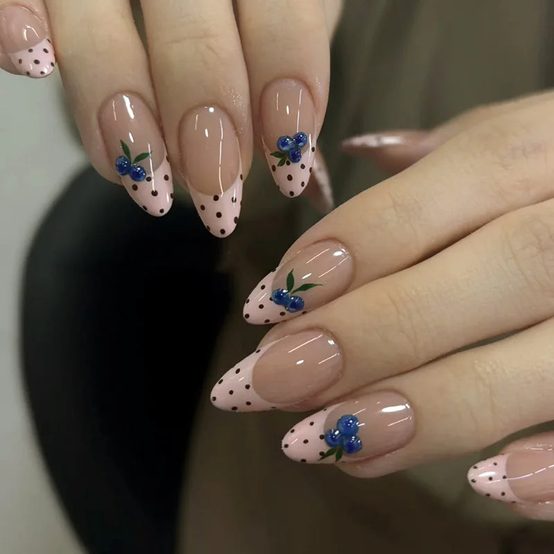 Light Blue Bow Short Almond Press-On Nails - Beauty & Personal Care from Linloft.