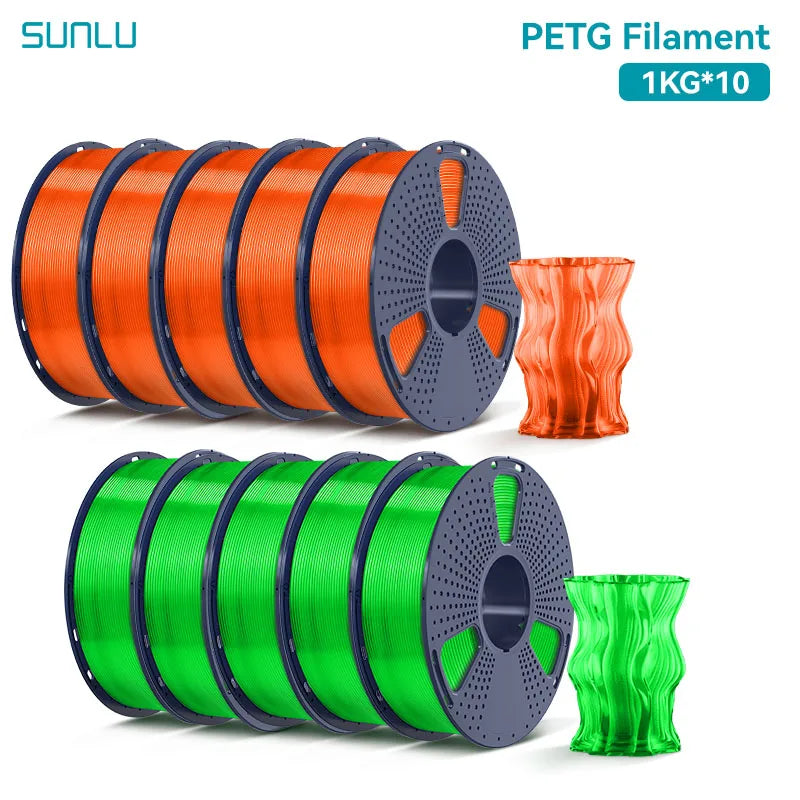 SUNLU PETG Filament 10KG 1.75MM 22LBS No Bubble Odorless Arrange Neatly Good Toughness BIodegradable High Transparency - 3D Printing Accessories from Linloft.