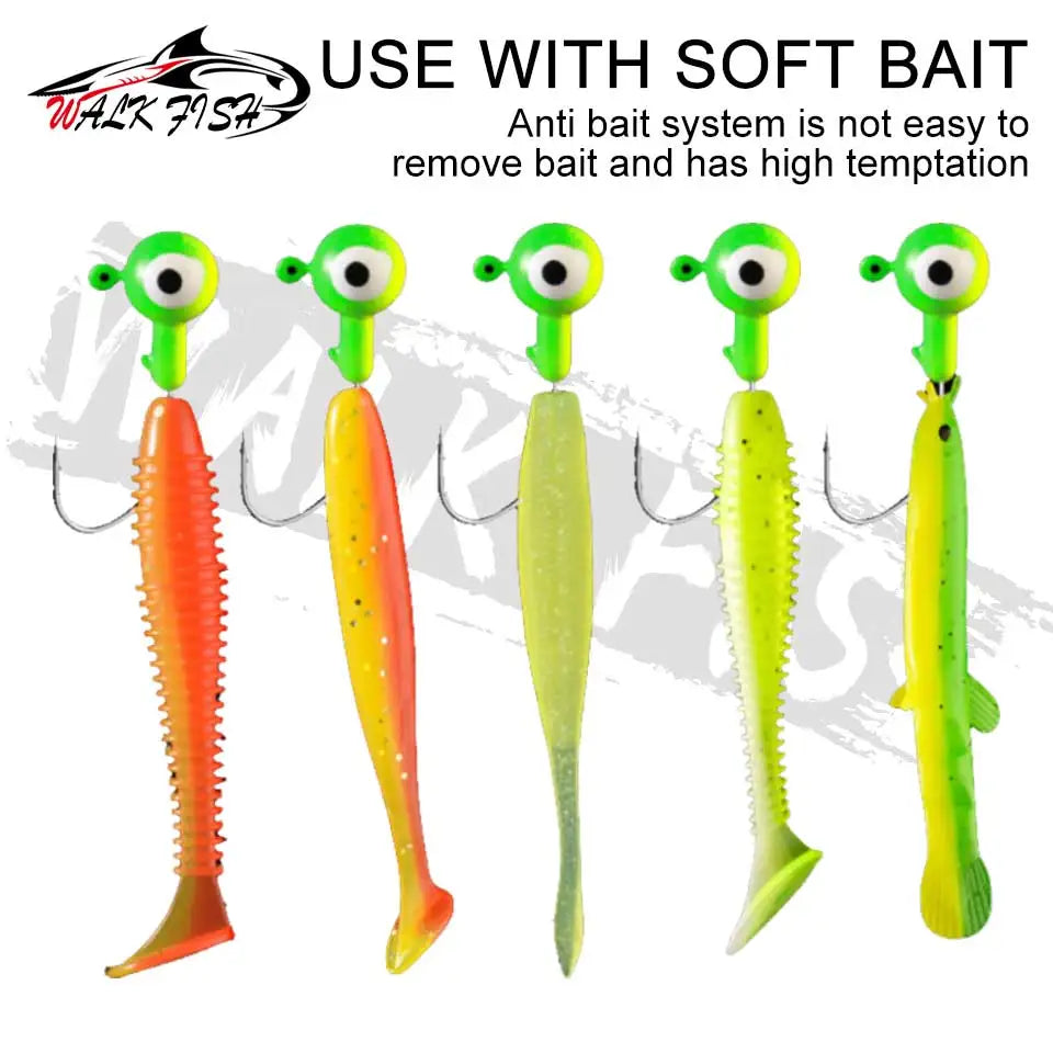 WALK FISH 5PCS/Lot Jig Head Hook 0.8g 1.75g 3.5g 5g Crank Jig Head Hook Fishing Hook Head Jig Lure Hard Bait Soft Worm Jig Hook