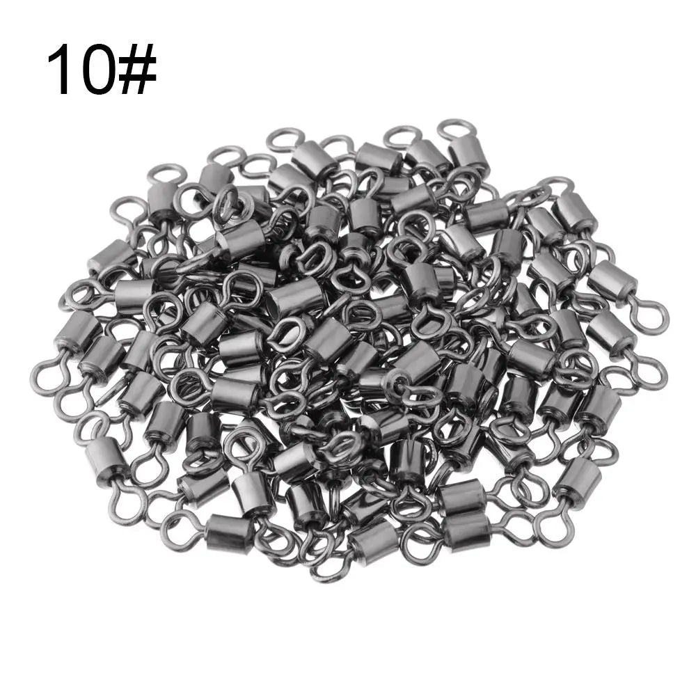 100Pcs Bearing Barrel Fishing Rolling Swivel Connector Rolling Swivels Fishing Connector Solid Ring Fishing Tackle Accessories - Fishing Tackle from Linloft.