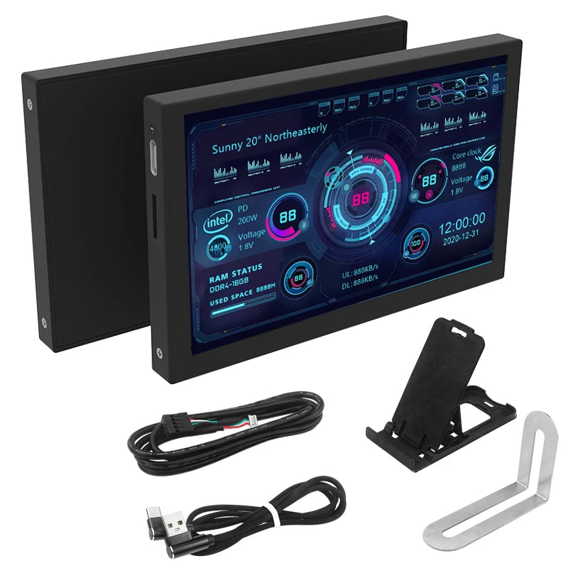 TURZX 5 Inch USB Type-C Secondary Screen 800*480 IPS LCD Computer CPU GPU RAM HDD Monitor NO HDMI-compatible Display NO AIDA64